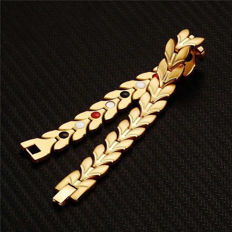Wholesale Titanium Steel Geometric Detachable Stainless Steel Magnet Gold Plated Bracelet