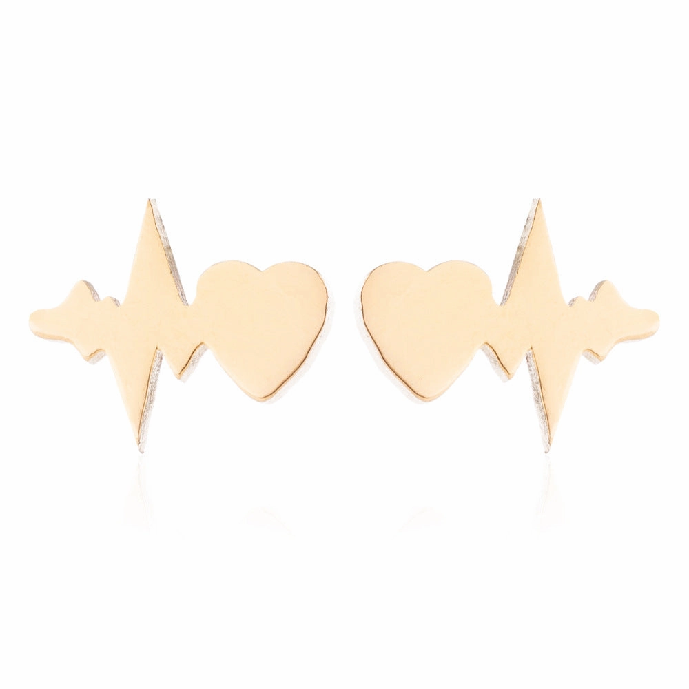 Wholesale Titanium Steel Geometric Love Earring Necklace Three-piece Set