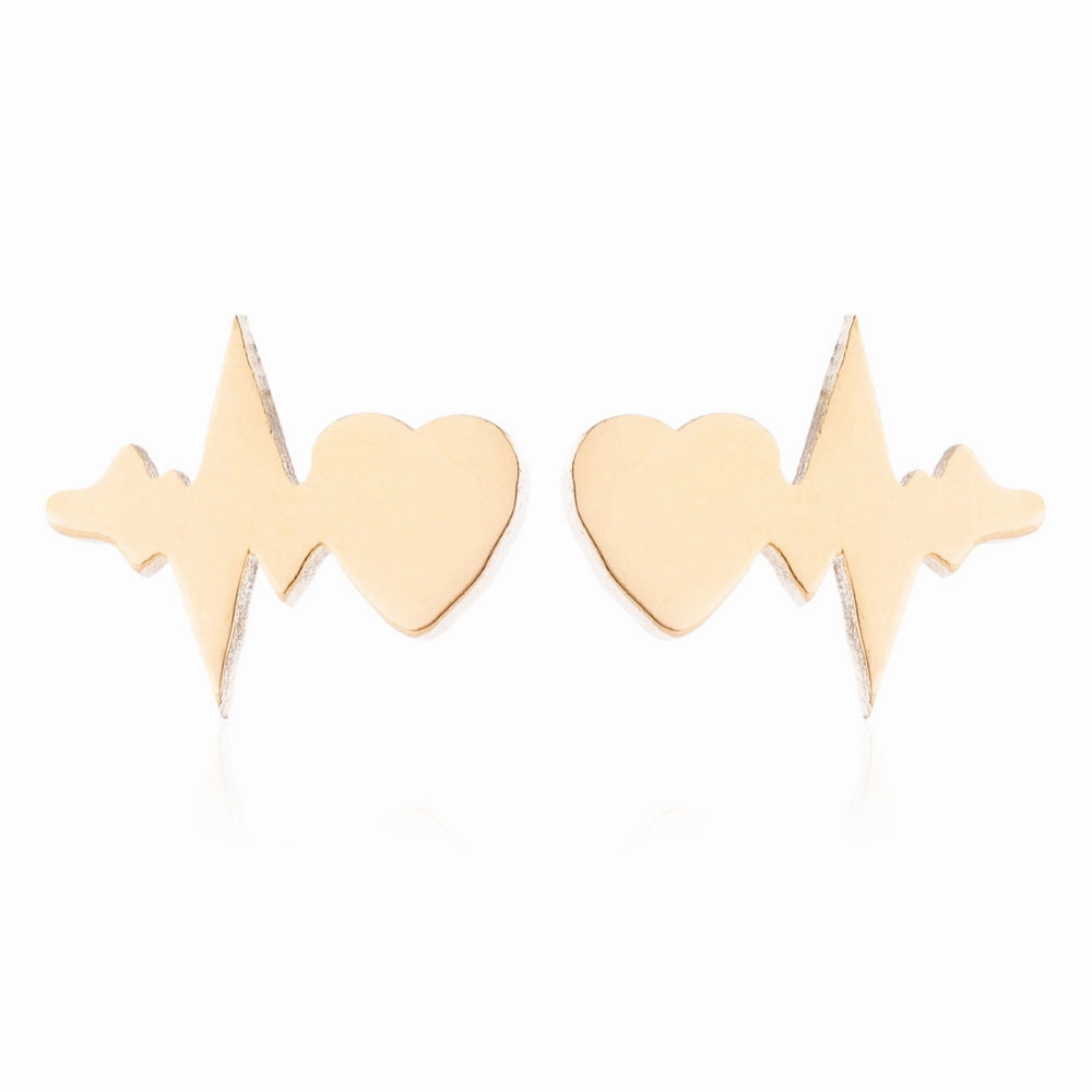 Wholesale Titanium Steel Geometric Love Earring Necklace Three-piece Set