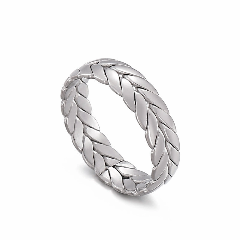 Wholesale Titanium Steel Gilded Leaf Texture Rings