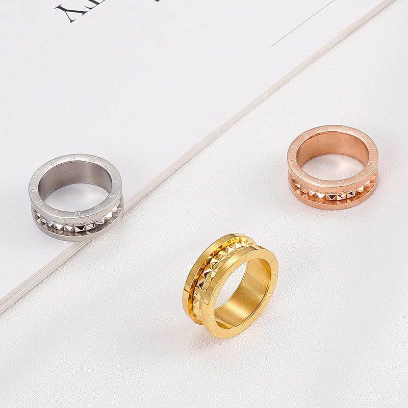 Wholesale Titanium Steel Gilded New Roman Numerals Ring