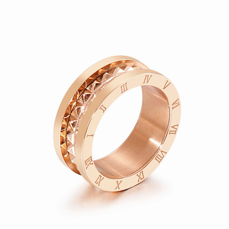 Wholesale Titanium Steel Gilded New Roman Numerals Ring