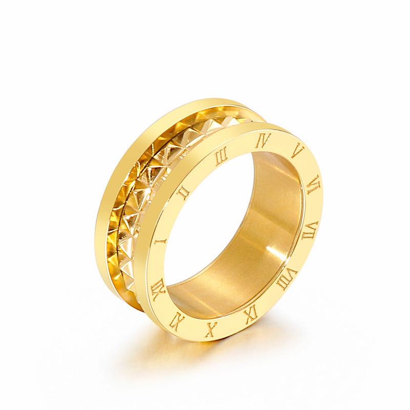 Wholesale Titanium Steel Gilded New Roman Numerals Ring