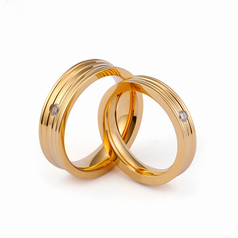 Wholesale Titanium Steel Gilded New Water Diamond Rings