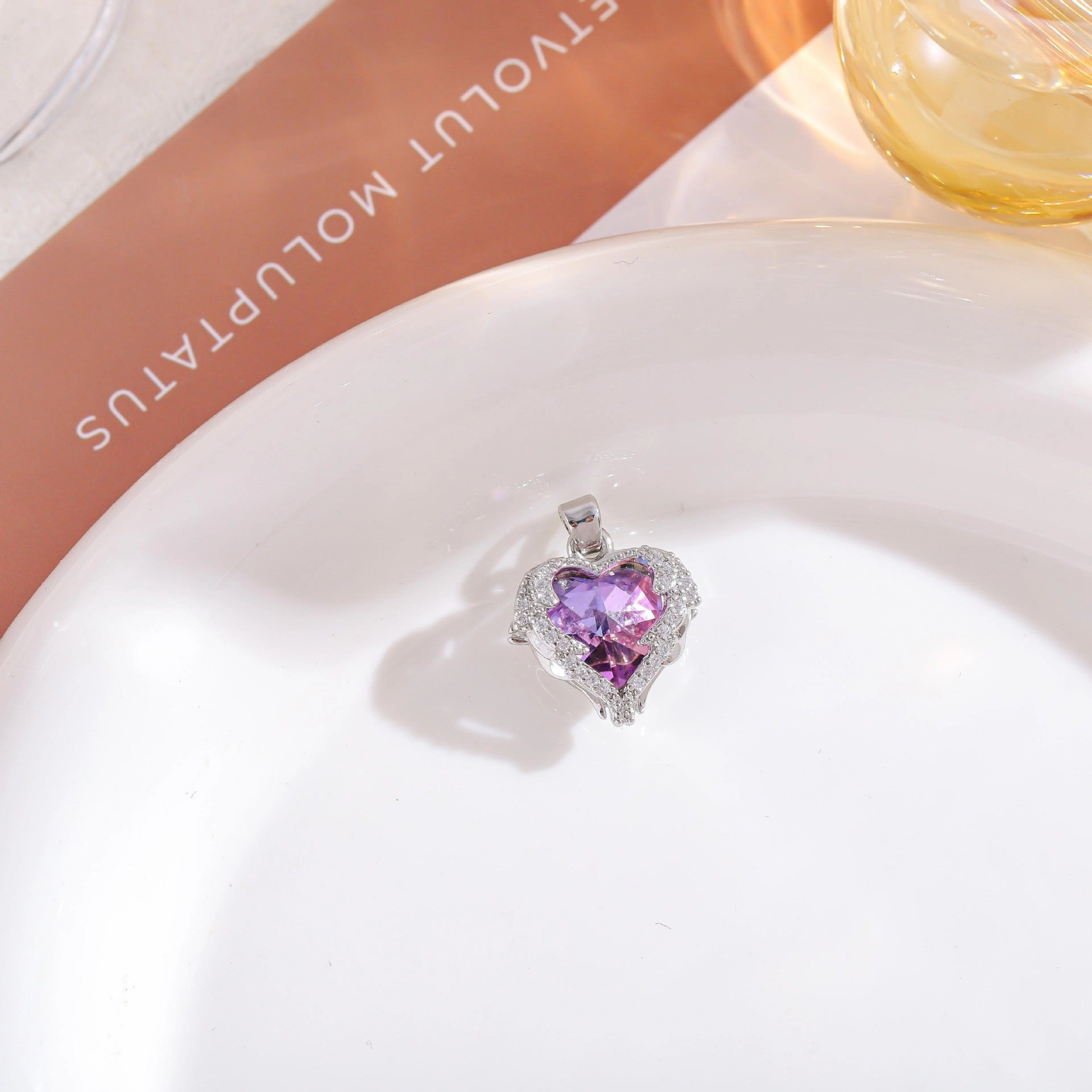 Wholesale titanium steel gold plated silver plated blue crystal ocean heart necklace