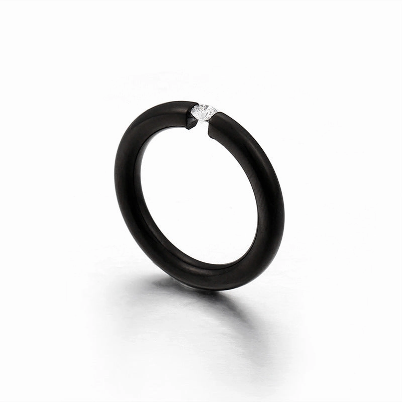 Wholesale Titanium Steel Gold-plated Zirconium Diamond Ring Personality Ring