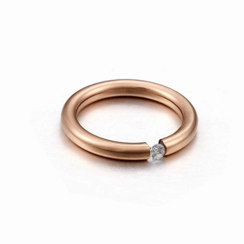 Wholesale Titanium Steel Gold-plated Zirconium Diamond Ring Personality Ring