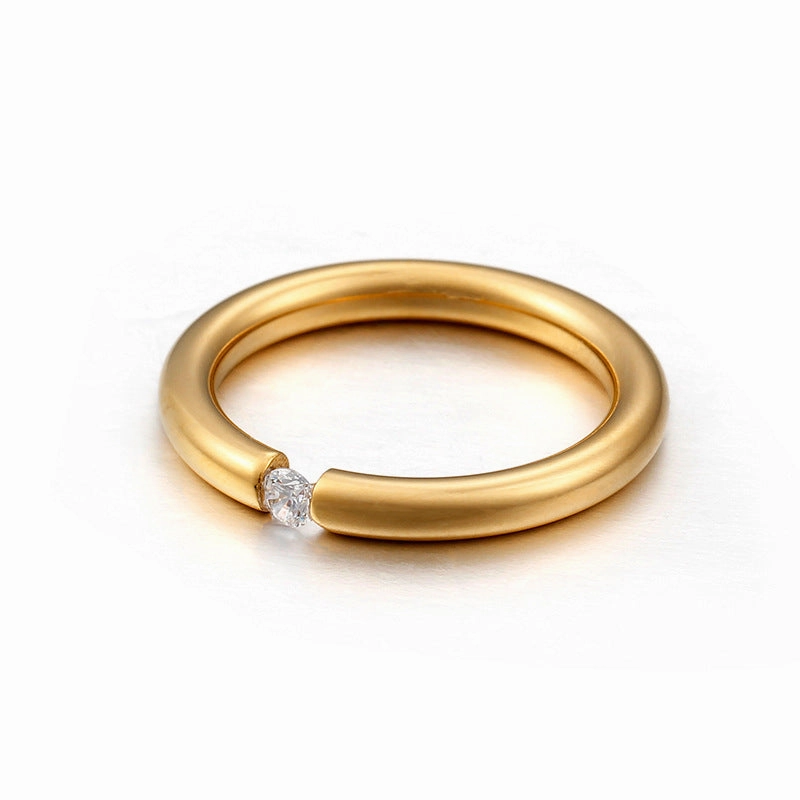 Wholesale Titanium Steel Gold-plated Zirconium Diamond Ring Personality Ring