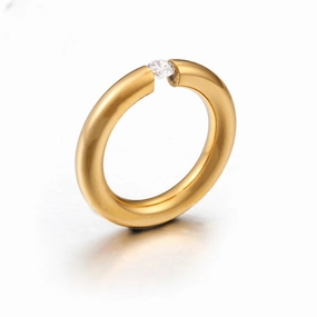 Wholesale Titanium Steel Gold-plated Zirconium Diamond Ring Personality Ring