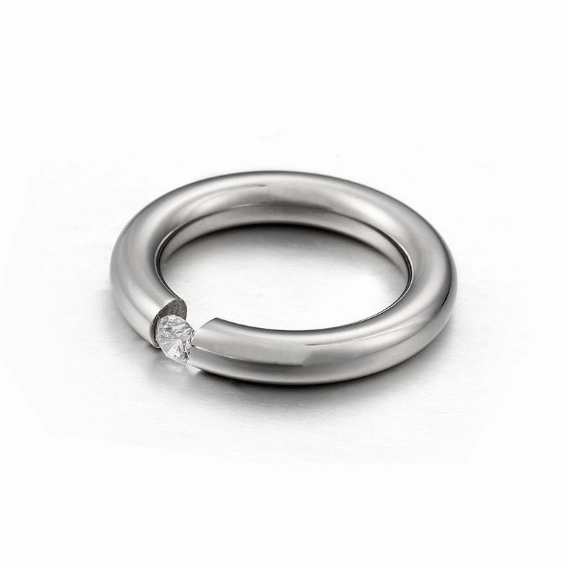 Wholesale Titanium Steel Gold-plated Zirconium Diamond Ring Personality Ring