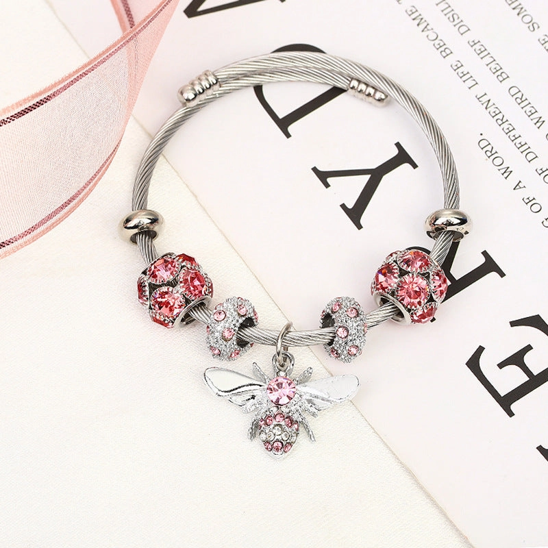 Wholesale Titanium Steel Gold Silver Adjustable Bee Shiny Bracelet