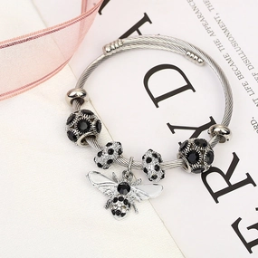 Wholesale Titanium Steel Gold Silver Adjustable Bee Shiny Bracelet