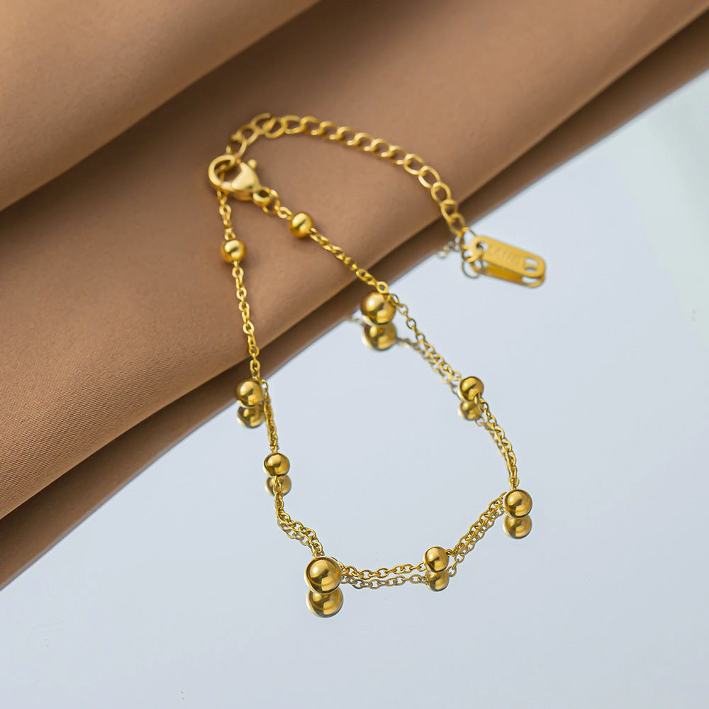 Wholesale Titanium Steel Golden Beanie Bracelet