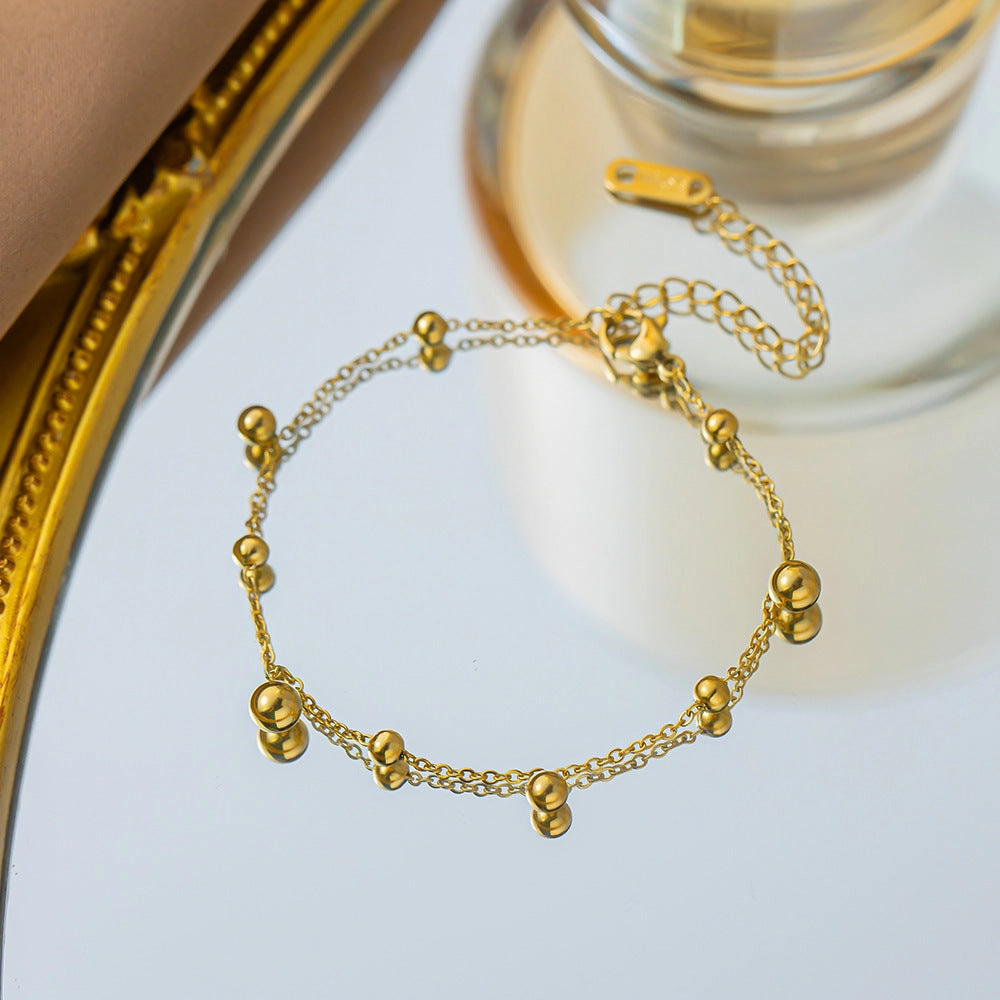 Wholesale Titanium Steel Golden Beanie Bracelet