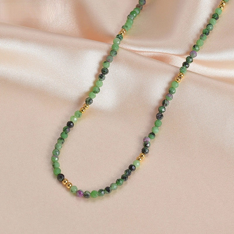 Wholesale Titanium Steel Green Beads Eight Mangxing Cross Sun Pendant Necklace