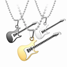 Wholesale Titanium Steel Guitar Pendant Clavicle Necklace