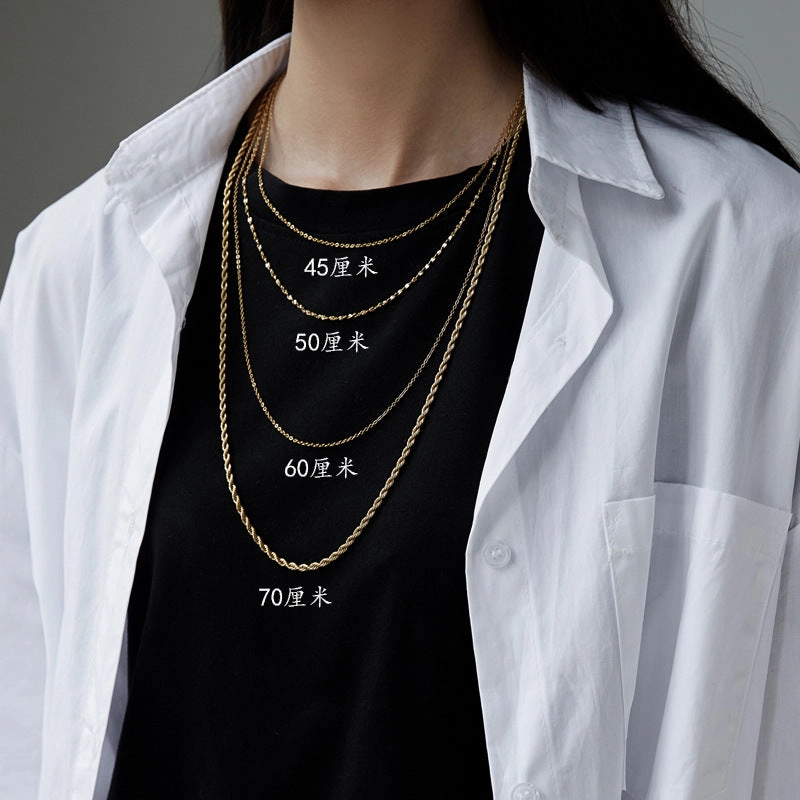 Wholesale Titanium Steel Gypsophila Petals Twist Chain Snake Bone Chain Necklace