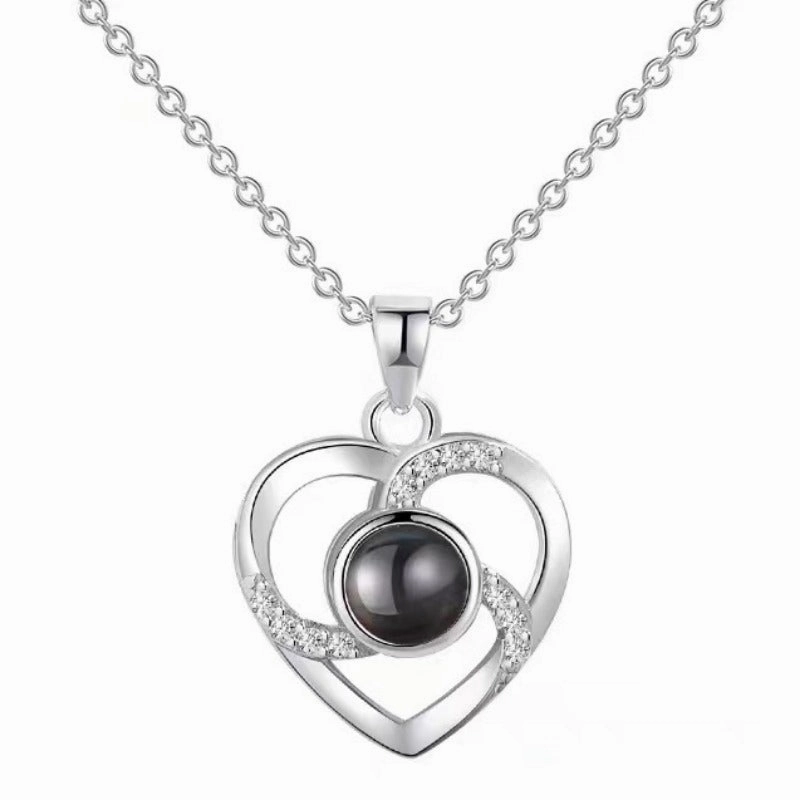Wholesale Titanium Steel Heart Projection Necklaces
