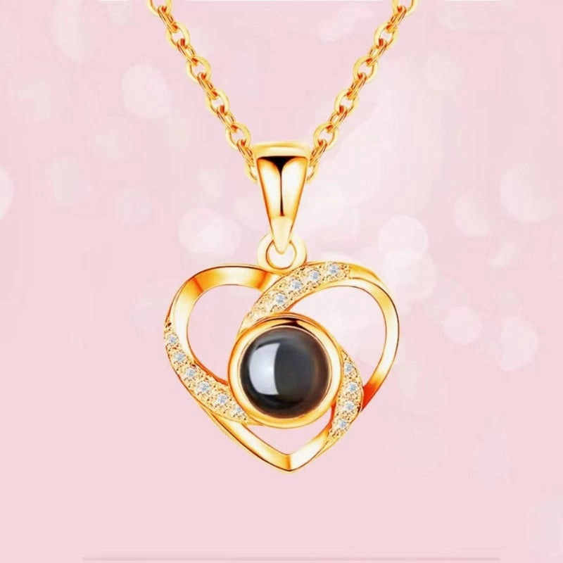 Wholesale Titanium Steel Heart Projection Necklaces