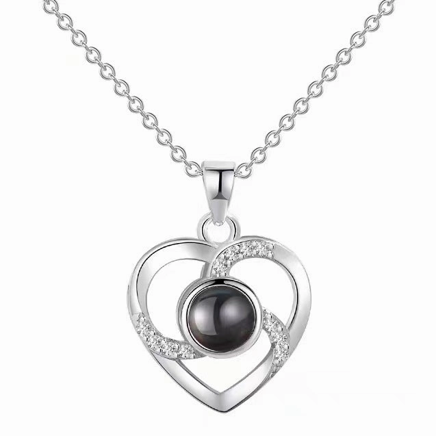 Wholesale Titanium Steel Heart Projection Necklaces