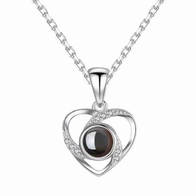 Wholesale Titanium Steel Heart Projection Necklaces
