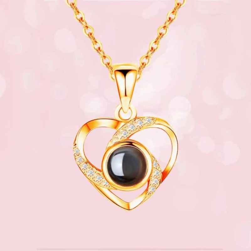 Wholesale Titanium Steel Heart Projection Necklaces