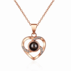 Wholesale Titanium Steel Heart Projection Necklaces