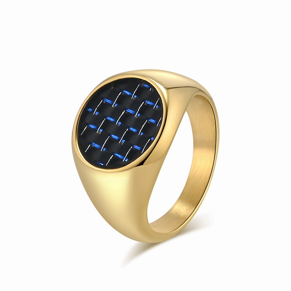 Wholesale Titanium Steel Inlaid Carbon Fiber Men's Rings
