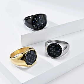 Wholesale Titanium Steel Inlaid Carbon Fiber Men's Rings