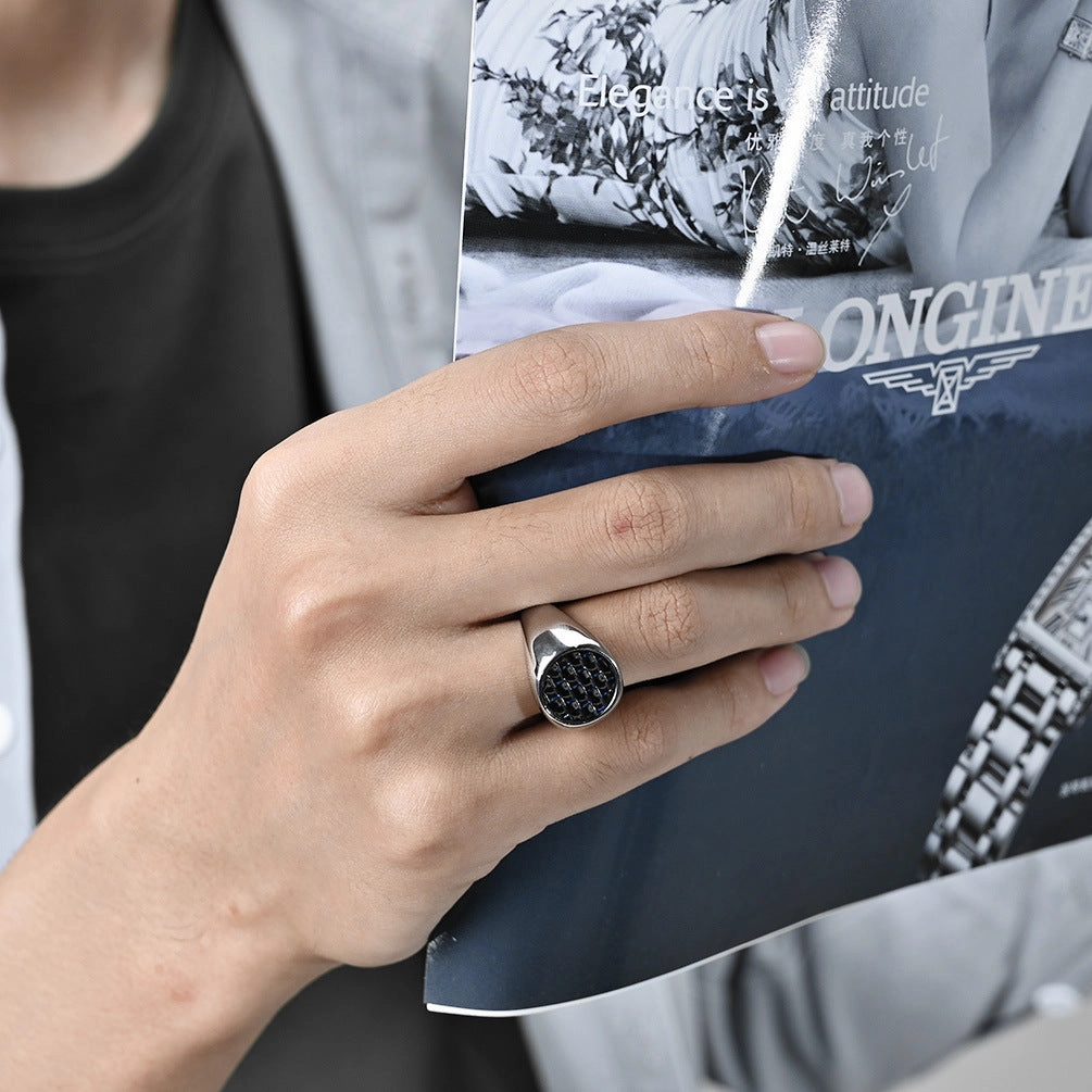Wholesale Titanium Steel Inlaid Carbon Fiber Men's Rings