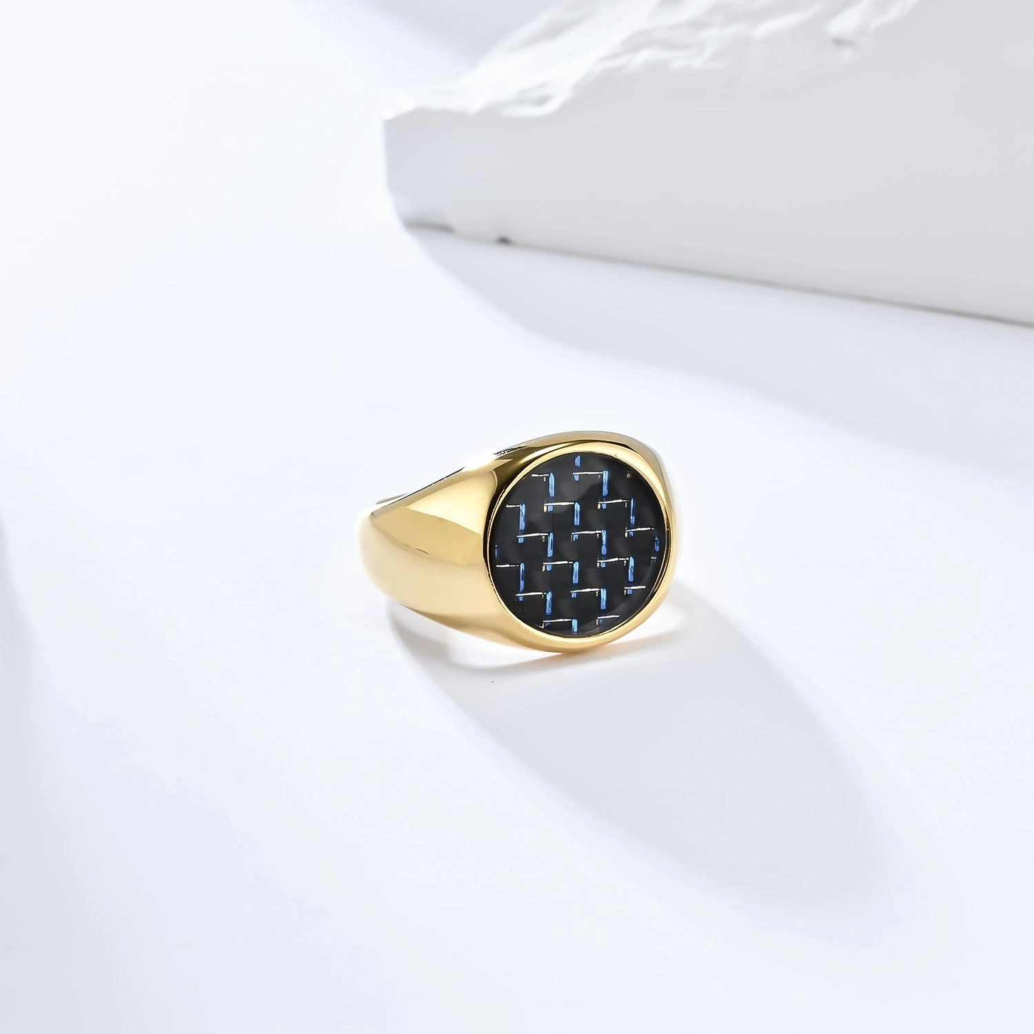 Wholesale Titanium Steel Inlaid Carbon Fiber Men's Rings