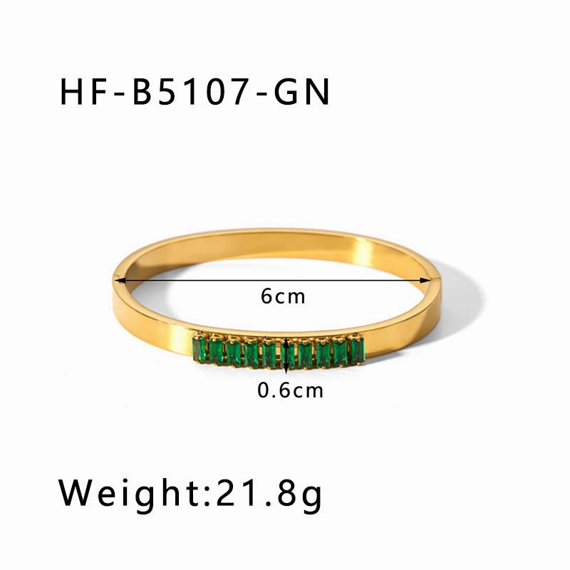 Wholesale Titanium Steel Inlaid Zircon Retro Wide Edge Full Diamond Plated 18K Real Gold Irregular Bracelet