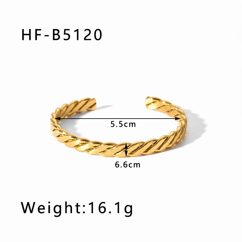 Wholesale Titanium Steel Inlaid Zircon Retro Wide Edge Full Diamond Plated 18K Real Gold Irregular Bracelet