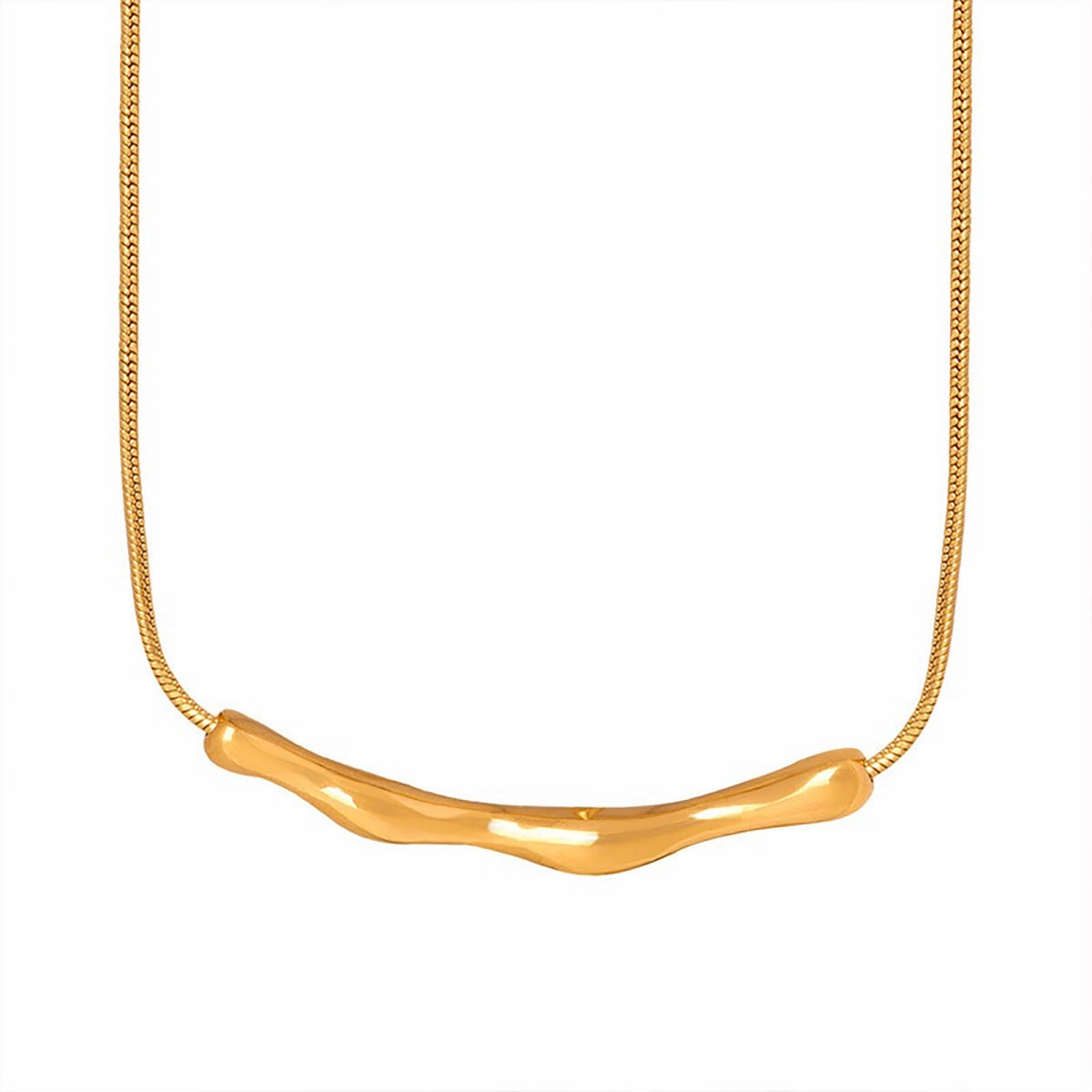 Wholesale Titanium Steel Irregular Hollow Long Tube Necklace Clavicle Chain