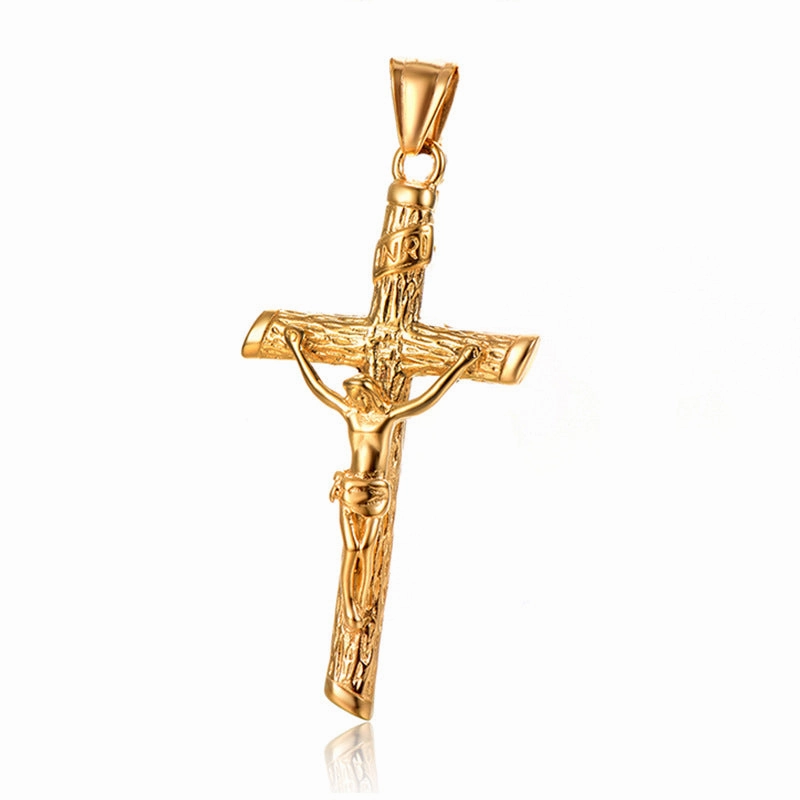 Wholesale Titanium Steel Jesus Guardian Cross Pendant Necklace