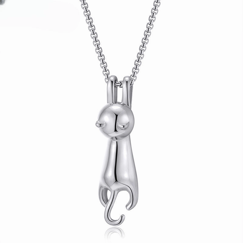 Wholesale Titanium Steel Kitten Necklace