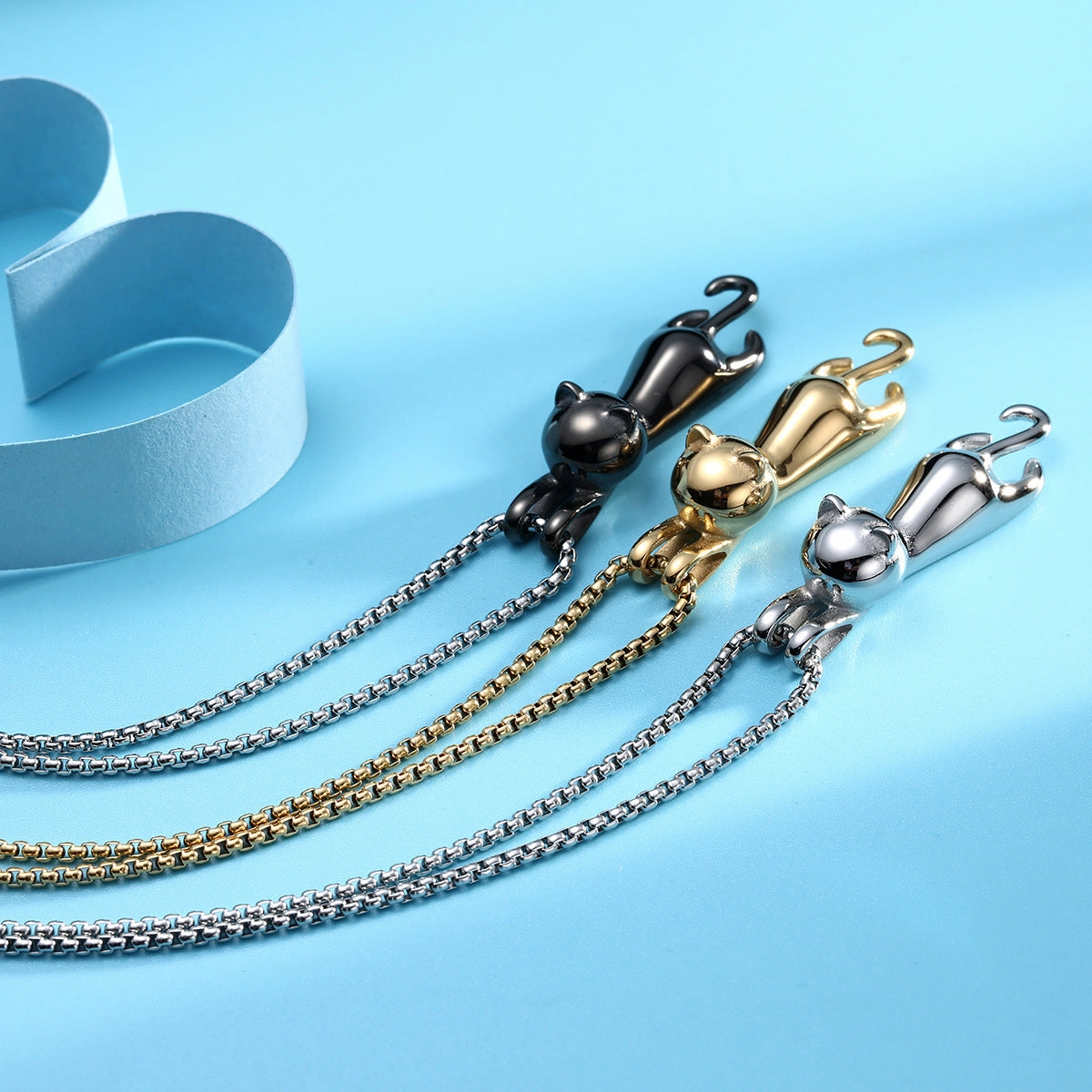 Wholesale Titanium Steel Kitten Necklace