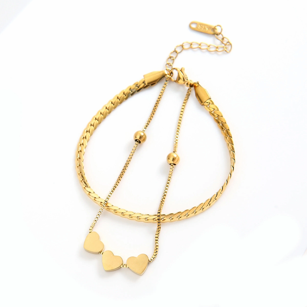 Wholesale Titanium Steel Love Double Layer Bracelet
