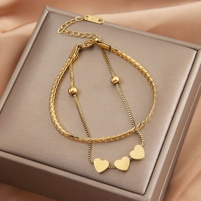 Wholesale Titanium Steel Love Double Layer Bracelet