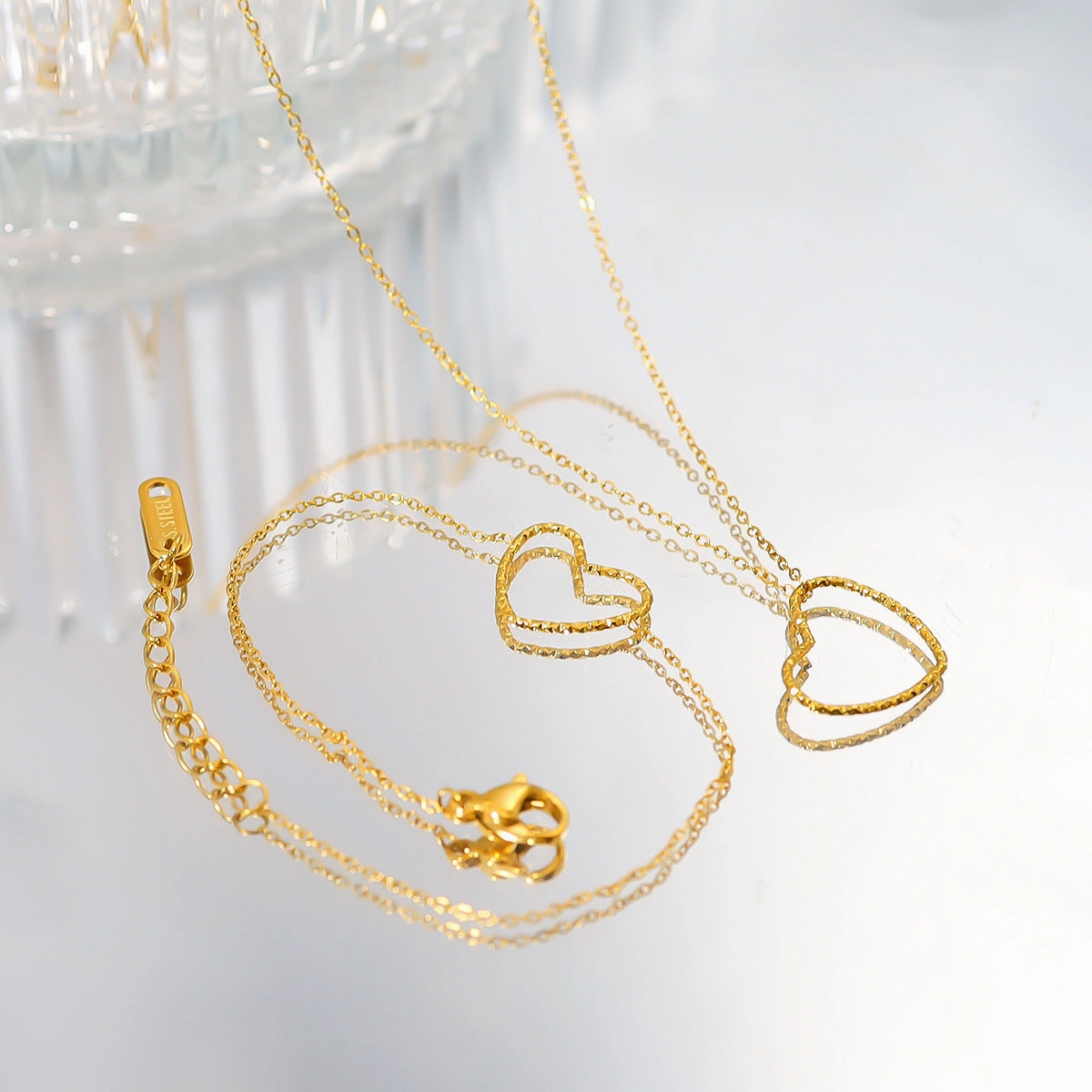 Wholesale Titanium Steel Love Necklace and Bracelet Combination