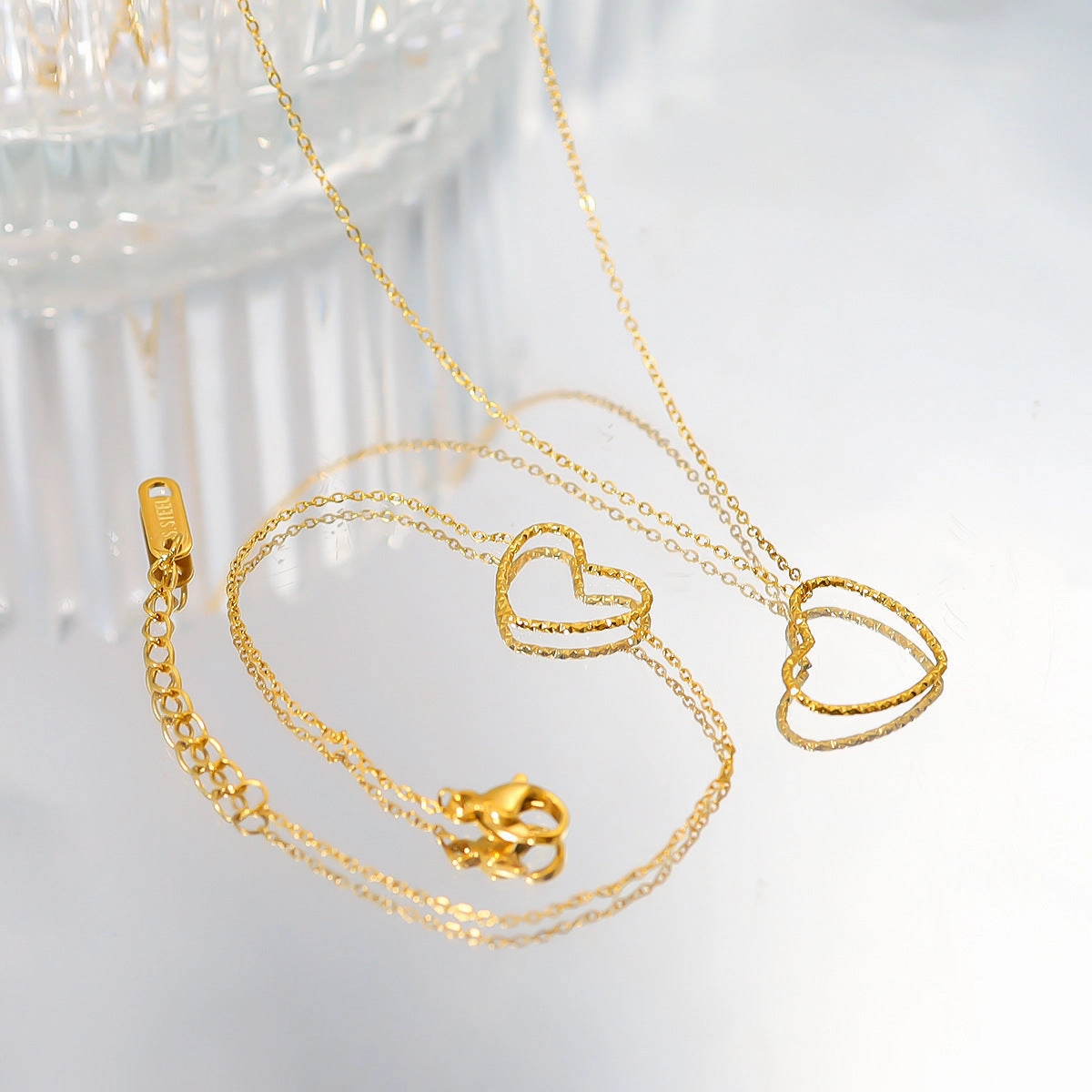 Wholesale Titanium Steel Love Necklace and Bracelet Combination