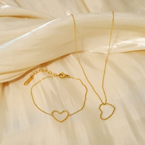 Wholesale Titanium Steel Love Necklace and Bracelet Combination