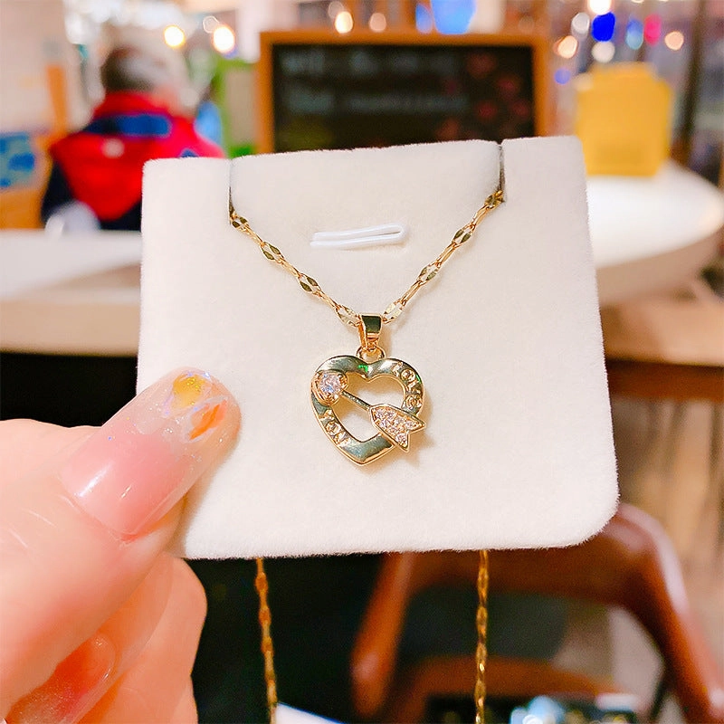 Wholesale Titanium Steel Love Shooter Pendant Necklace
