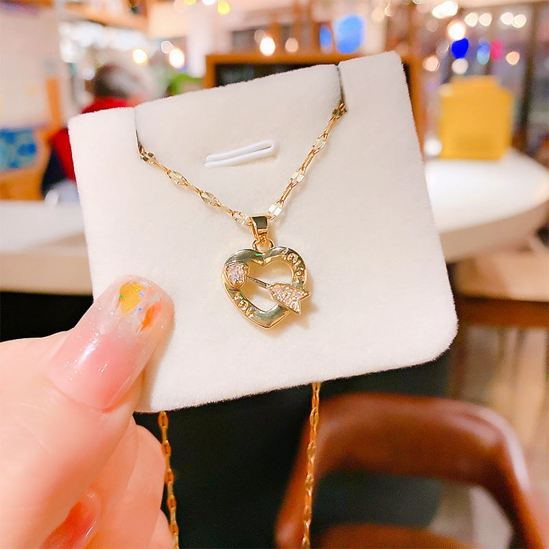 Wholesale Titanium Steel Love Shooter Pendant Necklace