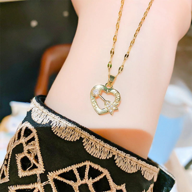 Wholesale Titanium Steel Love Shooter Pendant Necklace