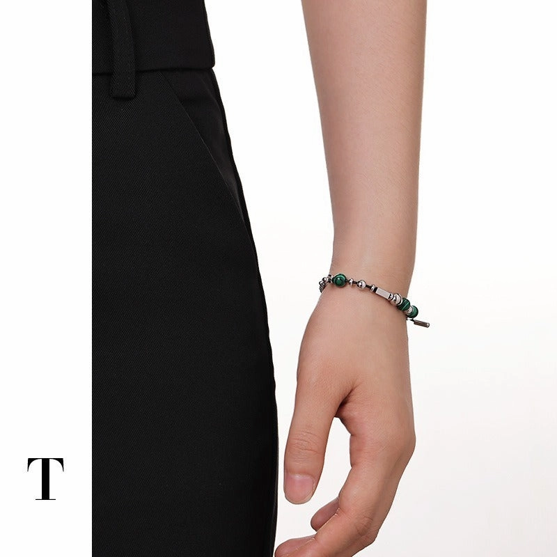 Wholesale titanium steel malachite steel ball bracelet