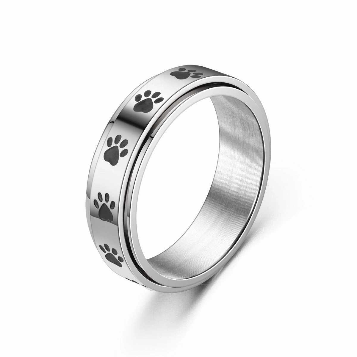 Wholesale Titanium Steel Men's Colorful Footprint Ring