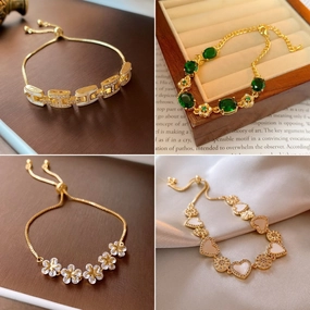 Wholesale Titanium Steel Micro-Inlaid Adjustable Bracelet