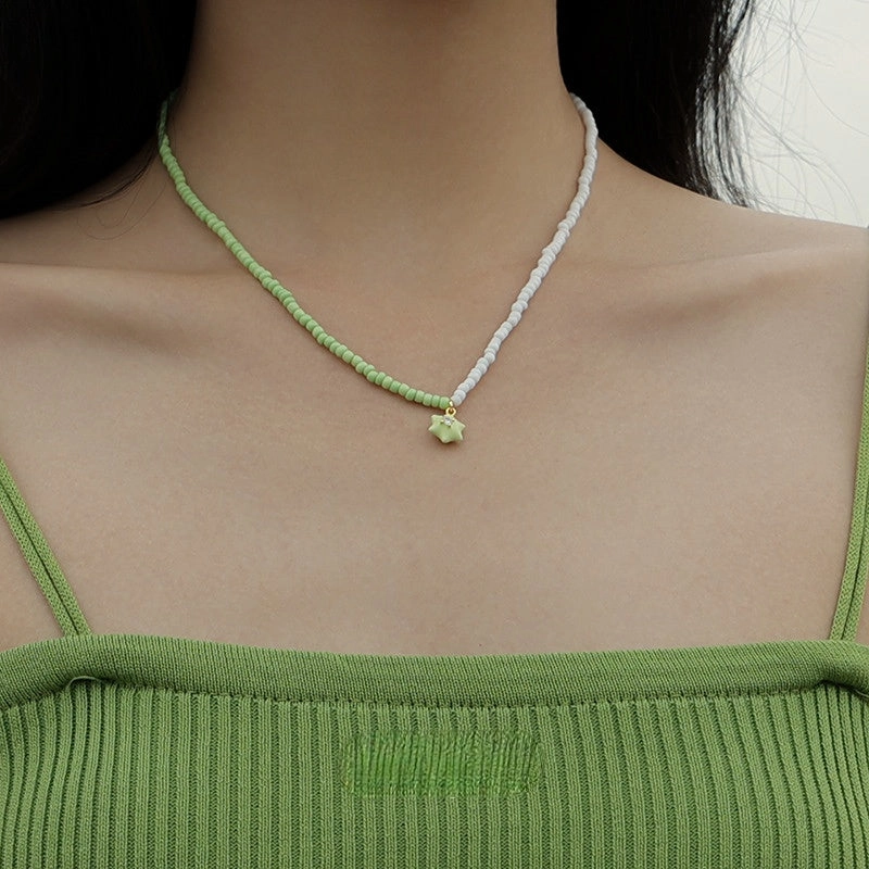Wholesale Titanium Steel Micropaved 3D Star Necklaces