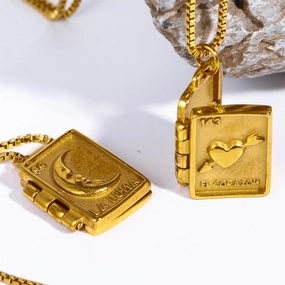 Wholesale Titanium Steel Moon Love Album Necklaces